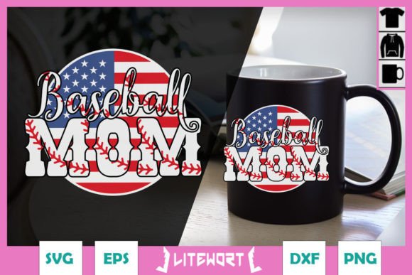 Baseball Mom American Flag SVG: Crafts & Graphics