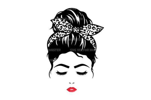 Messy Bun Mom Leopard Bandana Svg: Graphics for Crafts