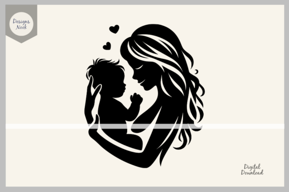Mom Holding a Baby SVG Clipart PNG DXF